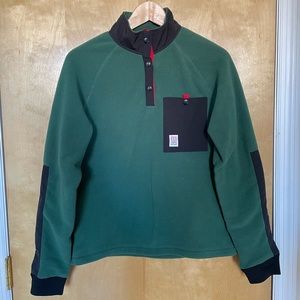 Topo Designs Mountain Fleece, women’s medium, forest green and black